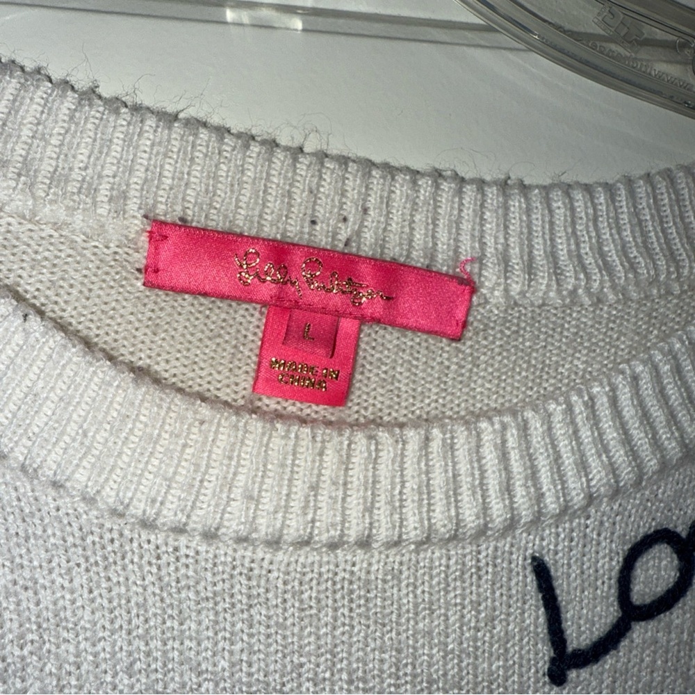 Lilly Pulitzer Red and White Striped Crew Neck Sweater l Large nautical beach - Picture 6 of 8